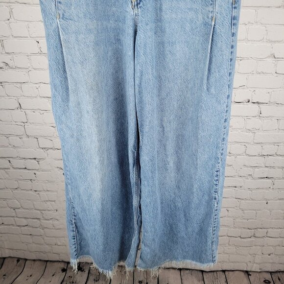 Free People We The Free Blue Denim Relaxed Wide Leg High Rise Jeans 29 (29x29) - Picture 7 of 16
